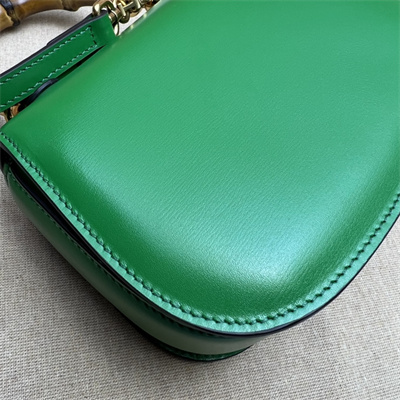Gu.cci Bamboo 1947 Mini Top Handle Bag Green Leather 686864