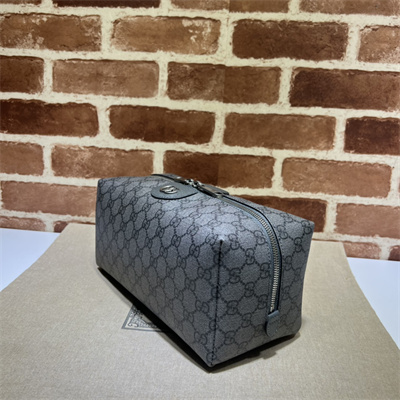 Gu.cci Ophidia small toiletry case Grey and black GG Supreme canvas 572761