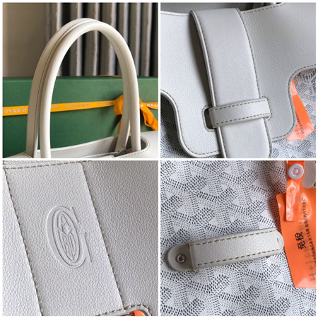 Goyard Saigon Tote Bag Goyardine Canvas & Chevroches Calfskin White