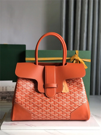 Goyard Saigon Tote Bag Goyardine Canvas & Chevroches Calfskin Orange