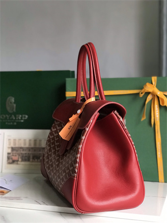 Goyard Saigon Tote Bag Goyardine Canvas & Chevroches Calfskin Red