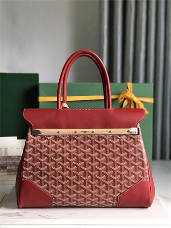 Goyard Saigon Tote Bag Goyardine Canvas & Chevroches Calfskin Red