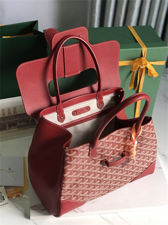 Goyard Saigon Tote Bag Goyardine Canvas & Chevroches Calfskin Red