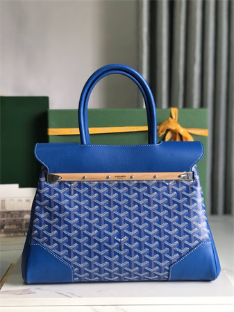 Goyard Saigon Tote Bag Goyardine Canvas & Chevroches Calfskin Sky Blue
