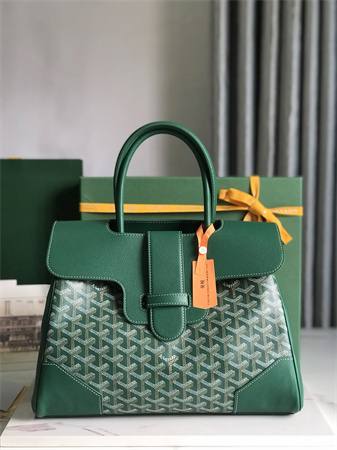 Goyard Saigon Tote Bag Goyardine Canvas & Chevroches Calfskin Green