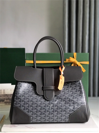 Goyard Saigon Tote Bag Goyardine Canvas & Chevroches Calfskin Grey