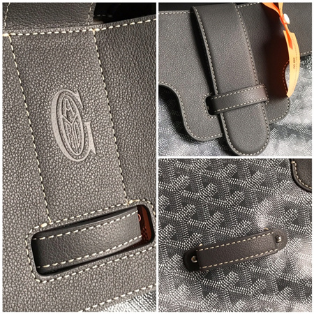 Goyard Saigon Tote Bag Goyardine Canvas & Chevroches Calfskin Grey
