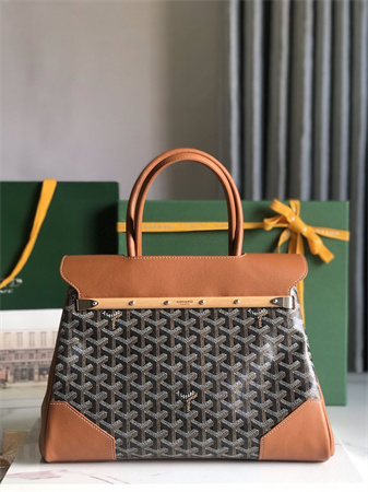 Goyard Saigon Tote Bag Goyardine Canvas & Chevroches Calfskin Black/Tan