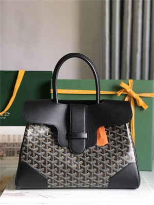 Goyard Saigon Tote Bag Goyardine Canvas & Chevroches Calfskin Black