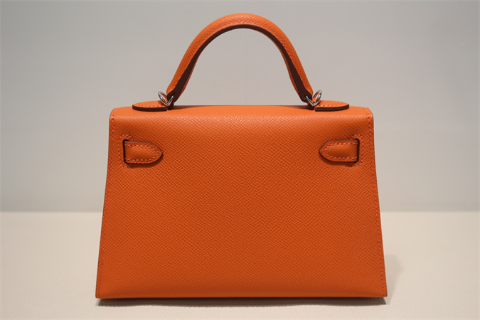Kelly Mini II Bag Epsom Leather Gold/Silver Hardware In Orange Color HS