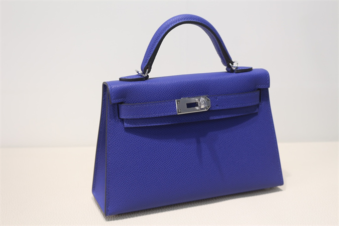 Kelly Mini II Bag Epsom Leather Gold/Silver Hardware In Blue Electric Color HS