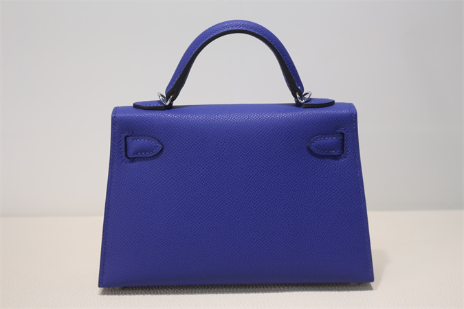 Kelly Mini II Bag Epsom Leather Gold/Silver Hardware In Blue Electric Color HS
