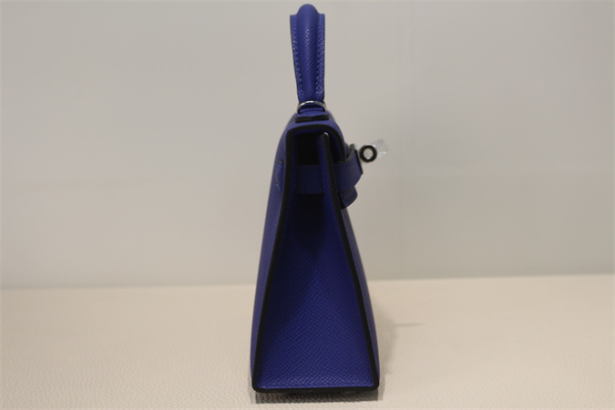 Kelly Mini II Bag Epsom Leather Gold/Silver Hardware In Blue Electric Color HS