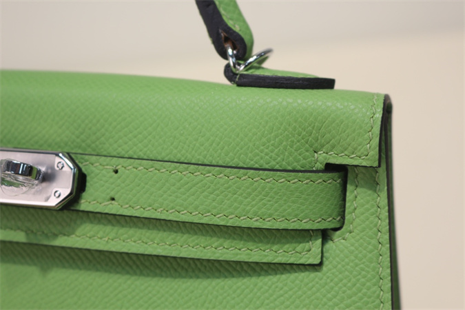 Kelly Mini II Bag Epsom Leather Gold/Silver Hardware In Vert Criquet Color HS