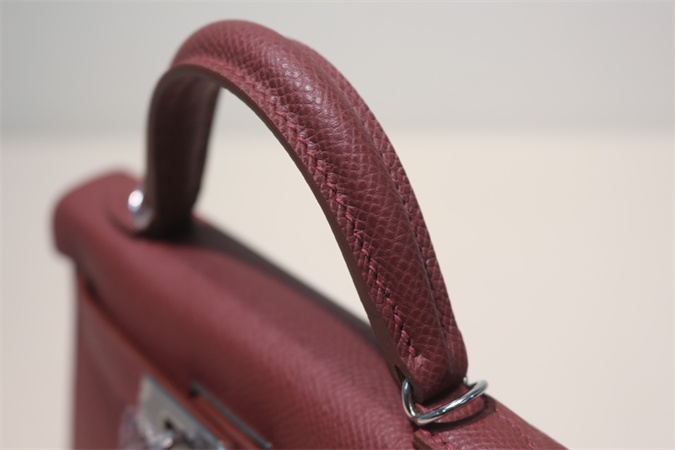 Kelly Mini II Bag Epsom Leather Gold/Silver Hardware In Bordeaux Color HS