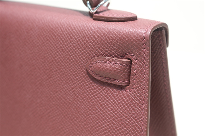 Kelly Mini II Bag Epsom Leather Gold/Silver Hardware In Bordeaux Color HS