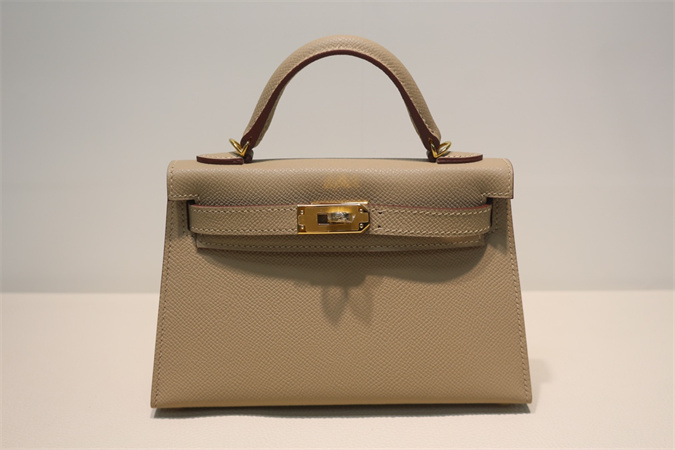 Kelly Mini II Bag Epsom Leather Gold/Silver Hardware In Trench Color HS