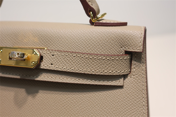 Kelly Mini II Bag Epsom Leather Gold/Silver Hardware In Trench Color HS