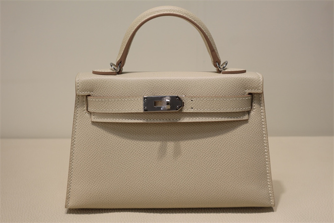 Kelly Mini II Bag Epsom Leather Gold/Silver Hardware In Craie Color HS