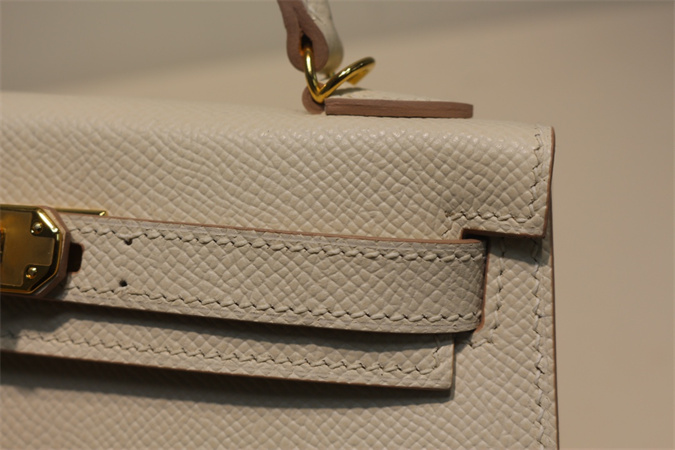 Kelly Mini II Bag Epsom Leather Gold/Silver Hardware In Craie Color HS