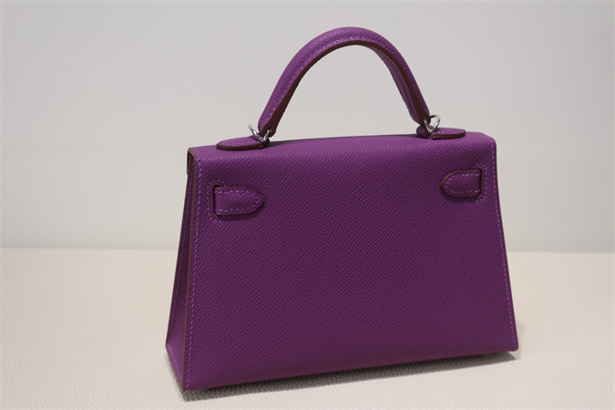 Kelly Mini II Bag Epsom Leather Gold/Silver Hardware In Anemone Color HS