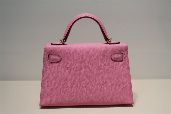 Kelly Mini II Bag Epsom Leather Gold/Silver Hardware In Pink Color HS