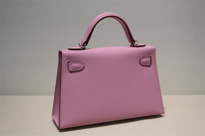 Kelly Mini II Bag Epsom Leather Gold/Silver Hardware In Mauve Syivestre Color HS
