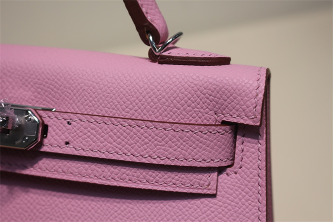 Kelly Mini II Bag Epsom Leather Gold/Silver Hardware In Mauve Syivestre Color HS