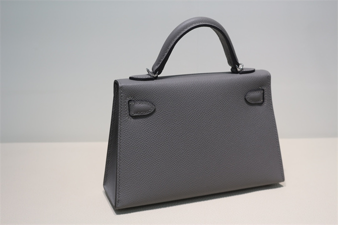 Kelly Mini II Bag Epsom Leather Gold/Silver Hardware In Gris Meyer Color HS