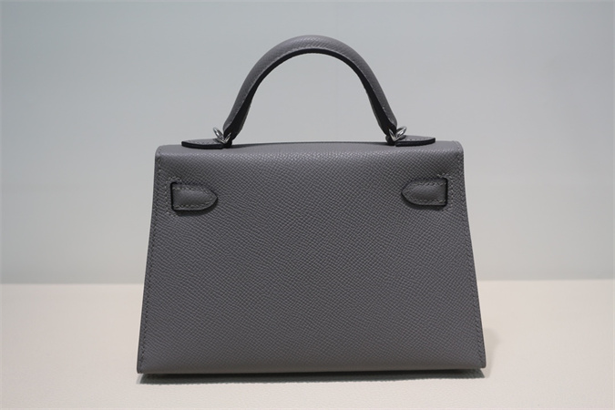 Kelly Mini II Bag Epsom Leather Gold/Silver Hardware In Gris Meyer Color HS