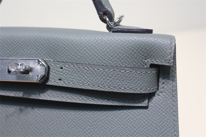 Kelly Mini II Bag Epsom Leather Gold/Silver Hardware In Vert Amande Color HS