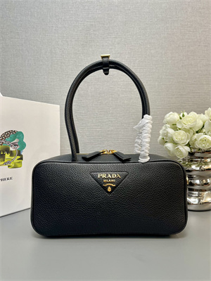 Prada Medium Grained leather top-handle bag Black 1BB126