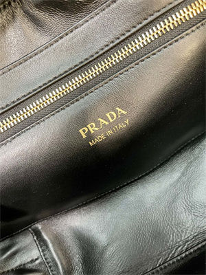 Prada Medium Grained leather top-handle bag Black 1BB126