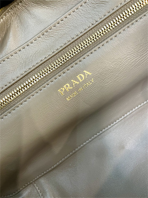 Prada Medium Grained leather top-handle bag Beige 1BB126