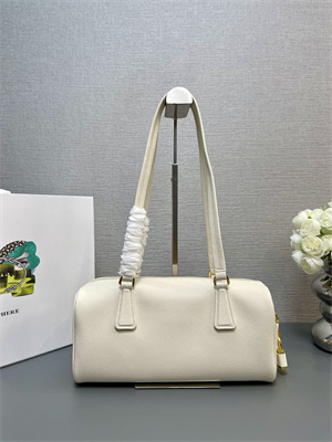 Prada Medium leather top-handle bag with padlock White 1BB127