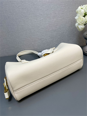 Prada Medium leather top-handle bag with padlock White 1BB127