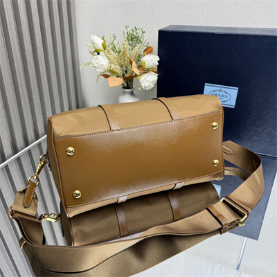 Prada Re-Edition 1978 medium Re-Nylon and Saffiano leather top-handle bag Cork Beige 1BB233