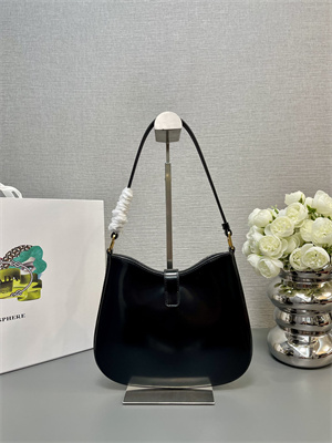 Prada Cleo Shoulder Bag Shinny Leather Black 1BC169