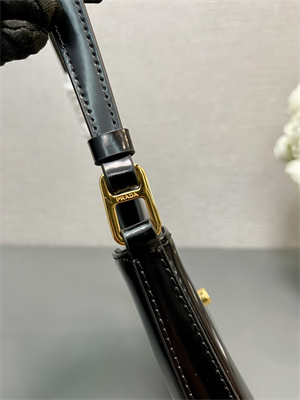 Prada Cleo Shoulder Bag Shinny Leather Black 1BC169