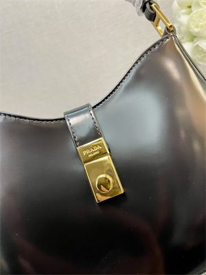 Prada Cleo Shoulder Bag Shinny Leather Black 1BC169