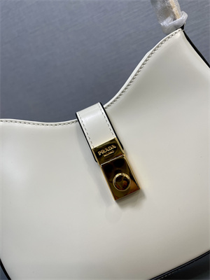 Prada Cleo Shoulder Bag Shinny Leather Ivory 1BC169