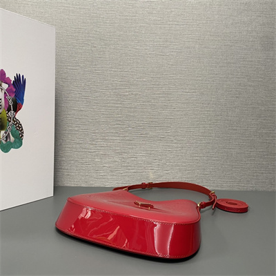 Prada Cleo Patent Leather Bag Cherry Red 1BC169
