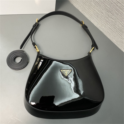 Prada Cleo Patent Leather Bag Black 1BC169