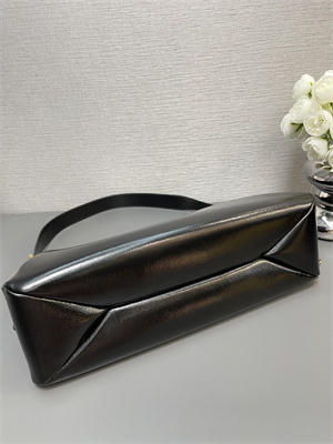 Prada Aimée large naplak patent leather shoulder bag Black Color 1BC228