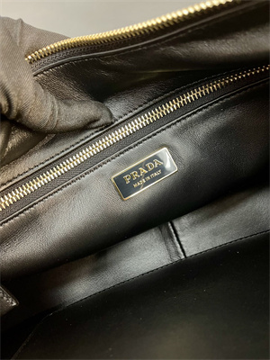 Prada Aimée large naplak patent leather shoulder bag Black Color 1BC228