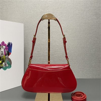 Prada Patent Leather Shoulder Bag Red 1BD345
