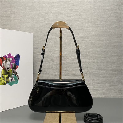 Prada Patent Leather Shoulder Bag Black 1BD345