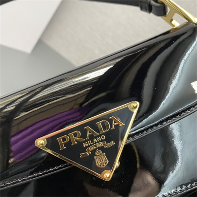 Prada Patent Leather Shoulder Bag Black 1BD345