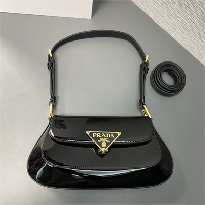 Prada Patent Leather Shoulder Bag Black 1BD345