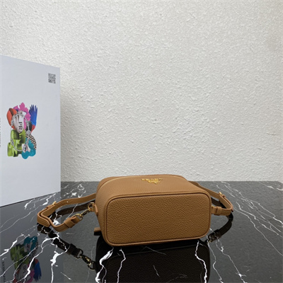 Prada Vanity Case Grained Leather Brown 1BH202